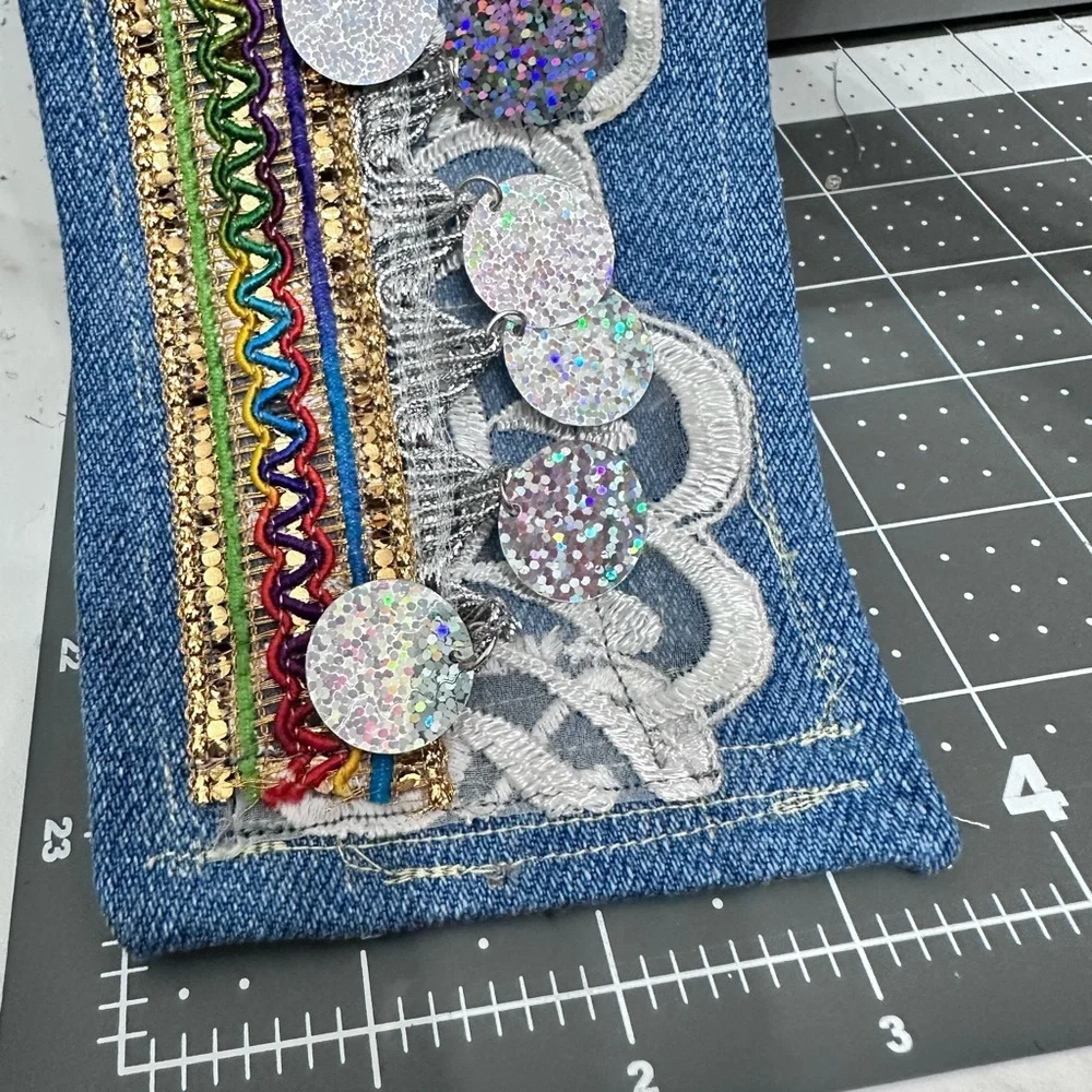 RUBYRUDI Cuff Bracelet Handcrafted OOAK Fabric Embellished Artisan Wearable Art